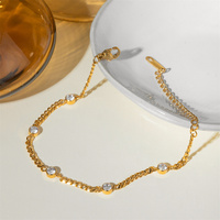Bracelet en acier inoxydable avec cristaux brillants pour femmes, étanche, plaqué or 18 carats, vente en gros, accessoires de mode, bijoux féminins