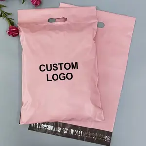 Пакет для почтовых отправлений с принтом логотипа на заказ, почтовые пакеты для почтовых отправлений, розовая почтовая сумка с ручкой для одежды