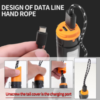 Lampe torche multifonctionnelle de secours avec marteau de sécurité, coupe-circuit, lumière LED COB zoomable, rechargeable par Type-C, torche d'urgence portable