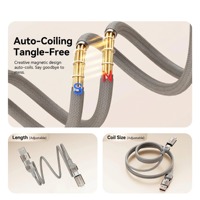 Penjualan Langsung Pabrik Kabel Data Magnetik 4-in-1 Tipe-C 65W (1m) Pengisian Cepat Kompatibel Dengan Apple, iPad, Huawei, Xiaomi