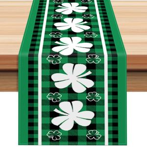 St. Patrick's Farmhouse <b>Tablecloth</b> <b>Embroidered</b> Clover Design Banner Flag <b>Tablecloth</b> for Kitchen Dining Home - Product Image 2