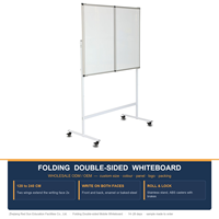 Tableau blanc pliable double face à 4 roulettes magnétiques, à deux ailes, pour usage scolaire, bureau et domicile - Vente en gros ODM/OEM