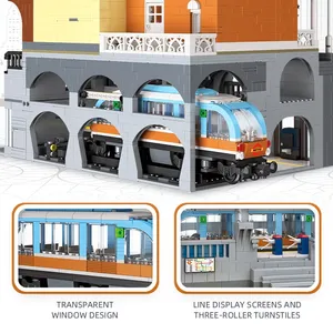 Jie Star 89129 2025 Estación de Metro Urbana, Estación de <span class=keywords><strong>Tren</strong></span>, Paisaje Urbano Creativo, Bloques de Construcción de Gran Tamaño, Juguetes de Ladrillos - Product Image 3