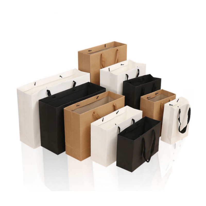 High Quality Luxury Paper Gift Bags with Ribbon Handles for Boutique Shopping