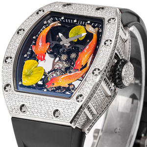 Reloj de Lujo para Hombre, Tourbillon Automático, Mecánico, con Caja con Incrustaciones de Diamantes y Correa de Caucho para Mujer, Reloj con Diamantes - Product Image 3