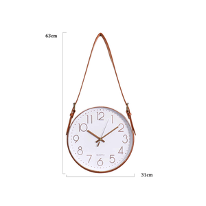 Yy Vàng Đồng Hồ Treo Tường Bắc Âu Vogue Câm Phong Trào Đồng Hồ Kính Tối Giản Trang Trí Nội Thất PU Da Vành Đai Treo Đồng Hồ - Product Image 6