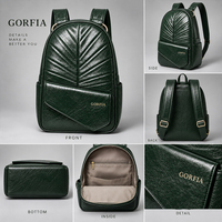 Tas Ransel Sekolah Olahraga Vintage Pria GORFIA Logo Kustom Terlaris, Motif PU Hijau, Fashion, Tahan Air, Kapasitas Besar
