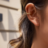 Manchette d'oreille dorée avec pierre transparente sertie, boucles d'oreilles clipsables, barre incurvée, clou pendante, bijoux hélix, vente en gros, dropshipping, cadeau pour femme