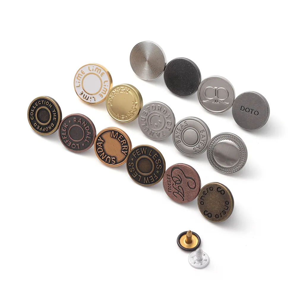 Diseño personalizado de aleación de zinc, botones personalizados para prendas de vestir, botón para Vaqueros, Chaquetas vaqueras