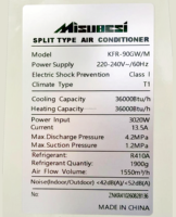 Climatiseur split à fréquence fixe Misubesi 36000 BTU, refroidissement et chauffage, T1 220V 60Hz, pour maison, bureau et usage commercial