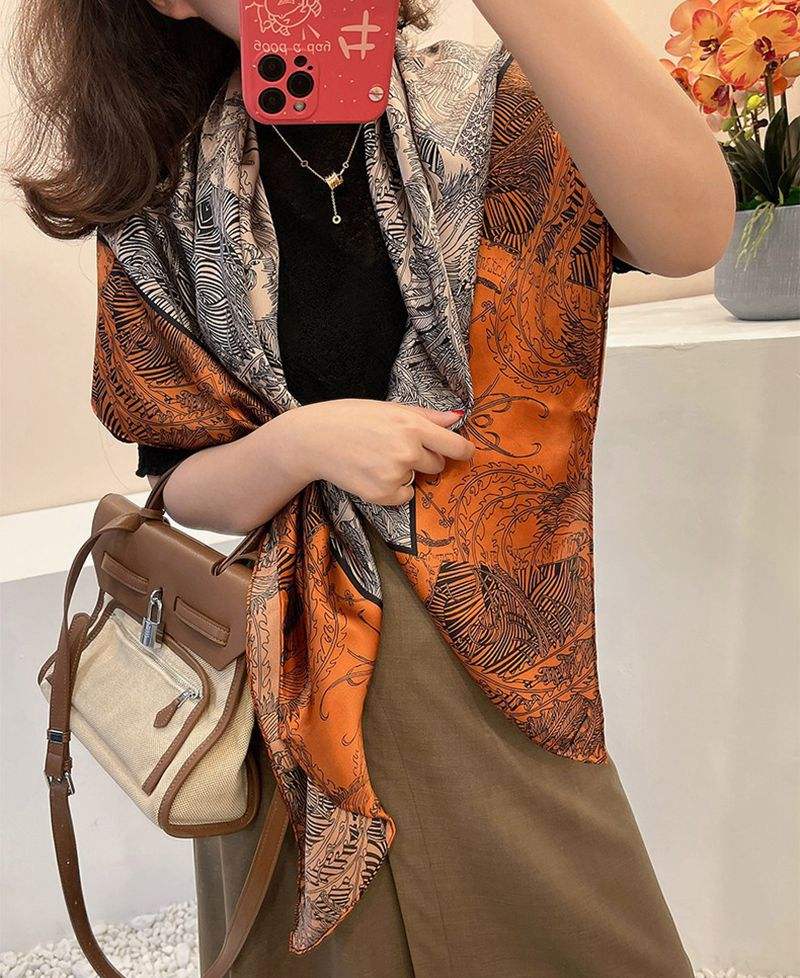 5 chinese night orange red-108x108cm