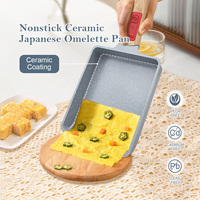 Poêle à Tamagoyaki antiadhésive en céramique, fabrication OEM, robuste, avec poignée amovible, sans PFAS, pour omelettes japonaises