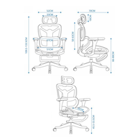 Support lombaire réglable, pivotant à 360 °, chaise de bureau ergonomique en maille avec dos en maille respirante pour le bureau à domicile