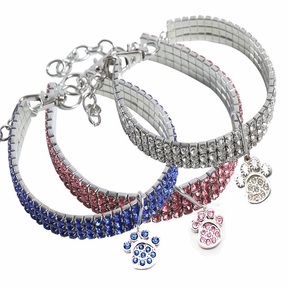 弹力精致珠光弹性亮钻石项链宠物项圈闪亮满钻项圈 - Product Image 1