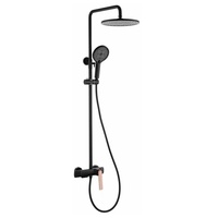 Ensemble de douche à effet pluie à poignée unique contemporain noir Rose or moderne bain douche mitigeur robinet eau chaude froide salle de bain utilisant