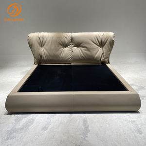 Nuevo Diseño <span class=keywords><strong>de</strong></span> <span class=keywords><strong>Cama</strong></span> Moderna con Cabecera <span class=keywords><strong>de</strong></span> Cuero Elegante, Cómoda, con Respaldo <span class=keywords><strong>de</strong></span> Cuero Genuino, Estilo Italiano - Product Image 4