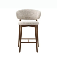 Meubles de bar nordiques, tabourets de bar modernes avec structure en bois massif, tabourets de bar avec tissu en lin blanc, chaise avec dossier incurvé pour la cuisine