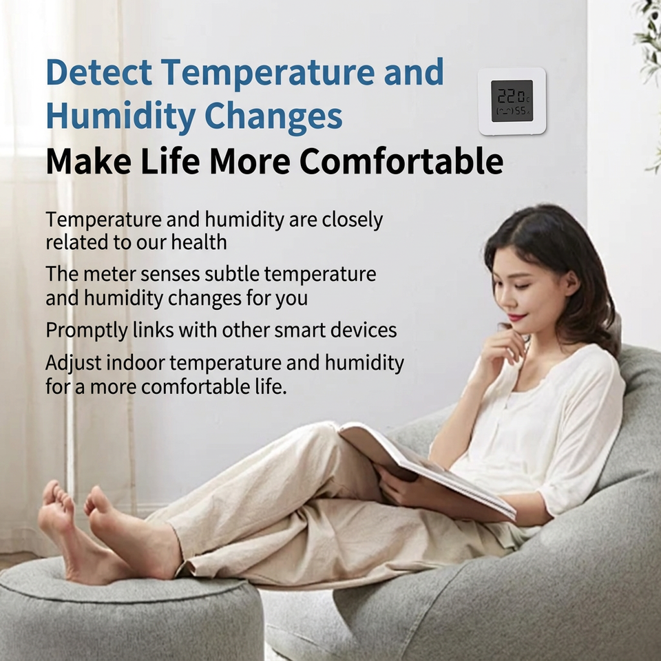 Smart Temperature and Humidity Meter Digital Display Sensor for Indoor ...