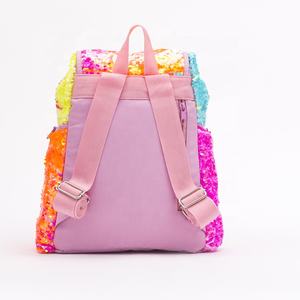 กระเป๋าเป้สะพายหลังของผู้หญิงลายวันศุกร์สีดำปักเลื่อมแบบกลับด้านได้สำหรับการเดินทางกลางแจ้งแบบมีเชือกรูด - Product Image 4