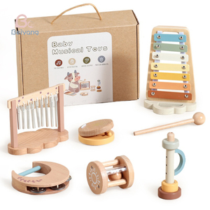 Instruments <span class=keywords><strong>de</strong></span> <span class=keywords><strong>musique</strong></span> pour bébé, jouets Montessori en bois, tambour Xylophone, ensemble d'instruments à percussion, jouets pour cadeaux d'anniversaire <span class=keywords><strong>de</strong></span> Noël - Product Image 1