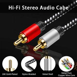 Fabricant OEM Boîtier métallique Audio stéréo haut de gamme 2RCA mâle à 2RCA mâle Accessoires audio stéréo de voiture Câble <span class=keywords><strong>RCA</strong></span> - Product Image 4