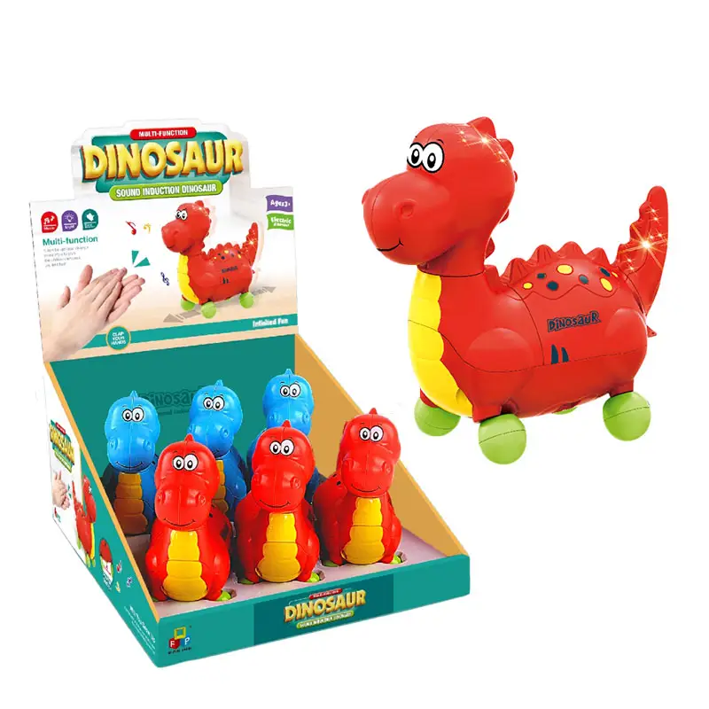 Juguetes de animales de plástico de dibujos animados para niños, sonido eléctrico para caminar y dinosaurio ligero, venta al por mayor