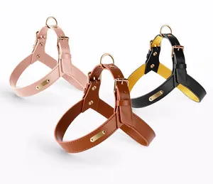 Pet supplies harness leather for dogs genuine leather dog leash luxury dog leather harness