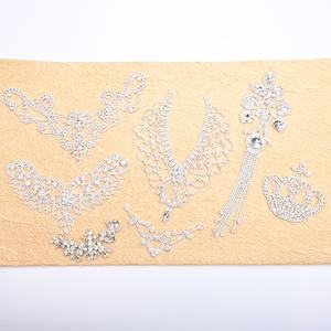 Applique en forme d'ailes en strass de cristal transparent, base métallique décorative, ceinture de mariée, patchs en diamant <span class=keywords><strong>marquise</strong></span>, à coudre sur l'épaule - Product Image 3