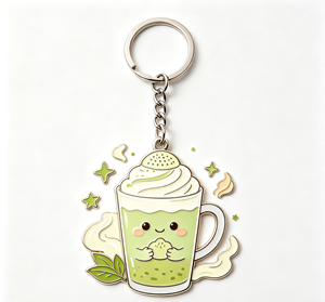 Pin de esmalte personalizado, llavero de metal artesanal, insignia personalizada con diseño de bebida de té verde para accesorios de moda - Product Image 2