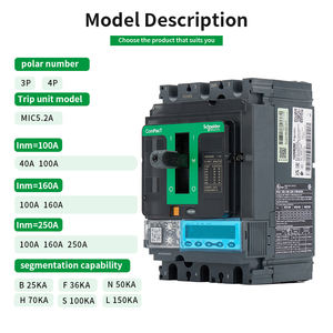 מפסק זרם יצוק S-CHNEIDER דגם NSX250N MIC5.2A 250 <span class=keywords><strong>3P</strong></span> F C25N35A250 B 25kA F 36kA N50kA H 70kA במלאי 32A 40A 50A 63A - Product Image 3