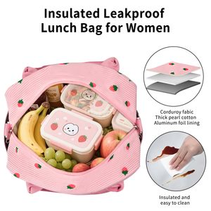 Insulated Corduroy <b>Lunch</b> <b>Bag</b> Portable Fashionable Leakproof <b>Lunch</b> Box <b>for</b> <b>Women</b> with Multiple Pockets Adjustable Shoulder Strap - Product Image 4