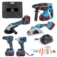 Kit combiné d'outils électriques 5 pièces, ensemble d'outils sans fil 5-en-1, meuleuse d'angle, marteau électrique, clé à chocs, perceuse, scie circulaire