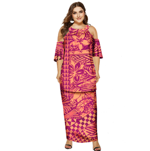 Conjunto Puletasi <span class=keywords><strong>de</strong></span> Samoa Nuevo, Diseño Tribal Polinesio Personalizado, Conjunto <span class=keywords><strong>de</strong></span> 2 Piezas para <span class=keywords><strong>Mujer</strong></span>, Vestidos Isleños, Spandex/Poliéster - Product Image 2