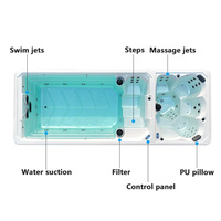 Modernes Design BG-6607 Umweltfreundlicher Surf-Swim-Spa-Pool für Hotels mit Balboa-System, Fünf-Sitzer-Massagebereich, Vier-Sitzer-Trennbereich