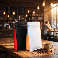 Sachet Doypack personnalisé imprimé à 8 soudures latérales en film composite d'aluminium pour grains de café avec fermeture éclair refermable