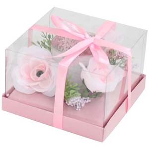 PINK GLASS <b>CANDLE</b> with FLOWERS <b>Novelty</b> <b>Novelty</b> <b>Candles</b> - Product Image 2