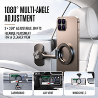 Support magnétique pour téléphone de voiture en alliage métallique, pliable, aimant puissant N52, rotation à 1080 degrés, support pour écran de tableau de bord