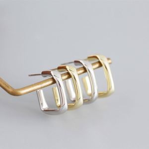 Dylam Fashion Trendy Sterling <b>Silver</b> Rhodium 18K Gold Plated Square C Shape Big <b>Stud</b> <b>Earrings</b> for Women Girls Daily Wear - Product Image 6