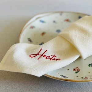 Manteles Individuales de Lino Puro con Soporte de Fábrica, Tamaño Personalizado, Tela de Lujo, Lino Orgánico Puro, Servilletas de Lino Blanco 100% Bordadas para Bodas - Product Image 2