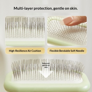 مشط جديد لإزالة شعر القطط والكلاب مصنوع من البلاستيك والمطاط والفولاذ المقاوم للصدأ، أداة تدليك وتنظيف للحيوانات الأليفة للاستخدام الداخلي والخارجي - Product Image 4