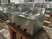 Grill et friteuse à gaz commerciaux combinés, crêpes, hamburgers, aliments frits, plaque antiadhésive en acier inoxydable avec friteuse