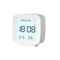 Réveil numérique multifonction LCD moderne Station météo Table de contrôle du son pour la température Humidité Bureau cadeau parfait