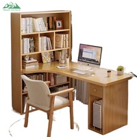Bureau d'angle moderne en L Wayon avec étagère et support pour ordinateur, poste de travail en bois pour bureau à domicile et configuration de jeu