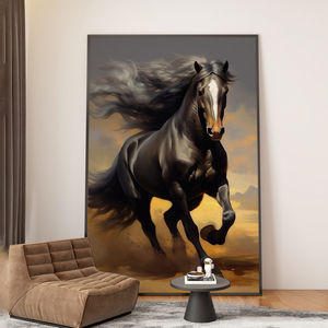 Moderno commercio all'ingrosso personalizzato HD stampa animali dipinti a cavallo luci decorazione per la casa lampada a LED Wallart cristallo porcellana pittura - Product Image 1