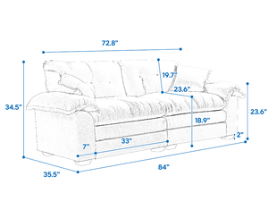 Canapé convertible moderne en chenille de 84 pouces, siège profond, 2 coussins décoratifs, mousse à mémoire de forme, pour salon, appartement, bureau, salle de séjour - Noir - Product Image 4