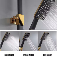 Système de Douche de Salle de Bain OEM 2025 en Soldes Chaudes, Mélangeur Mural Noir et Or, Robinet Pluie Chaud et Froid avec Température