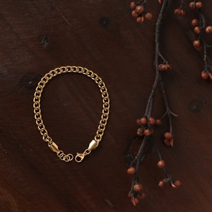 Waterproof Stainless Steel Cuban Link Gold Plated Chain Bracelet for Women <b>Men</b> - Product Image 5