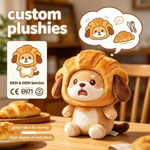 Wholesale Custom Croissant Shiba Inu Plush, Stuffed Dog Toy, Cute Bread Themed Plush for Kids Gift - Product Image 1