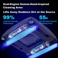 PORITOU Nouveau robot nettoyeur de vitres avec bras bioniques doubles, pulvérisation 8 directions, réservoir de 120 ml, navigation IA, nettoyeur de vitres sans cadre