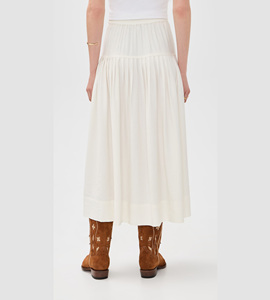 <span class=keywords><strong>Falda</strong></span> Midi <span class=keywords><strong>Blanca</strong></span> <span class=keywords><strong>con</strong></span> Bordado Floral - <span class=keywords><strong>Falda</strong></span> Plisada Bohemia de Cintura Alta <span class=keywords><strong>con</strong></span> Botones para Mujer - Product Image 6